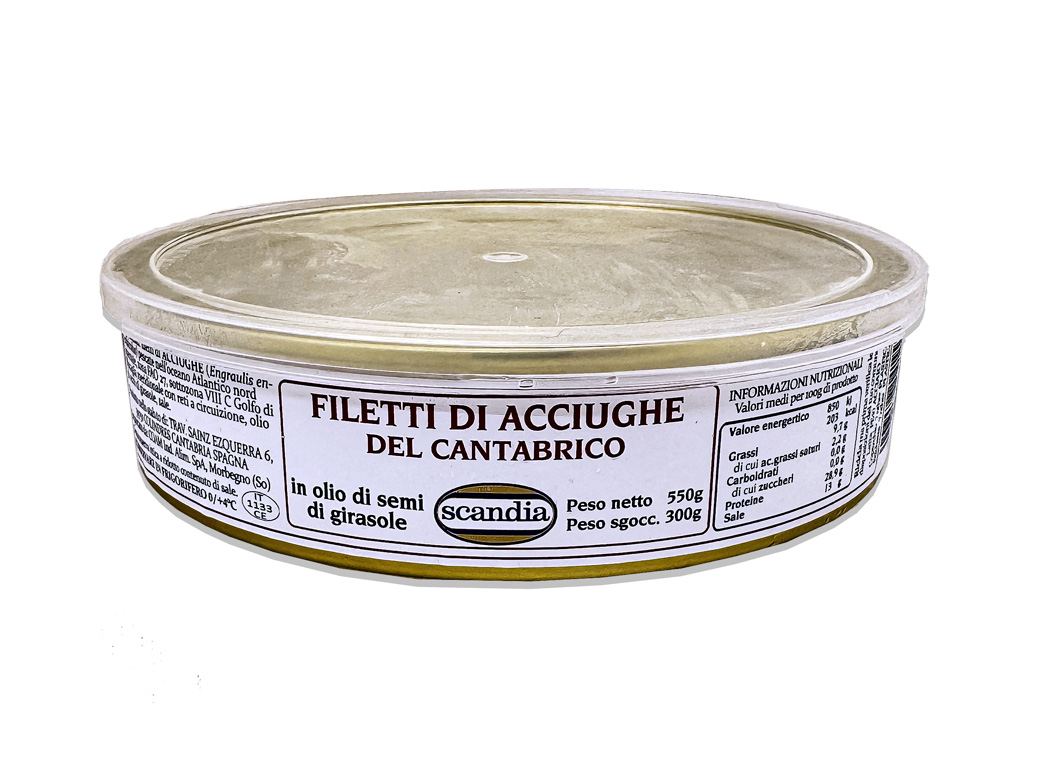 Filetti di Acciughe del Cantabrico distesi - scatola da 550g